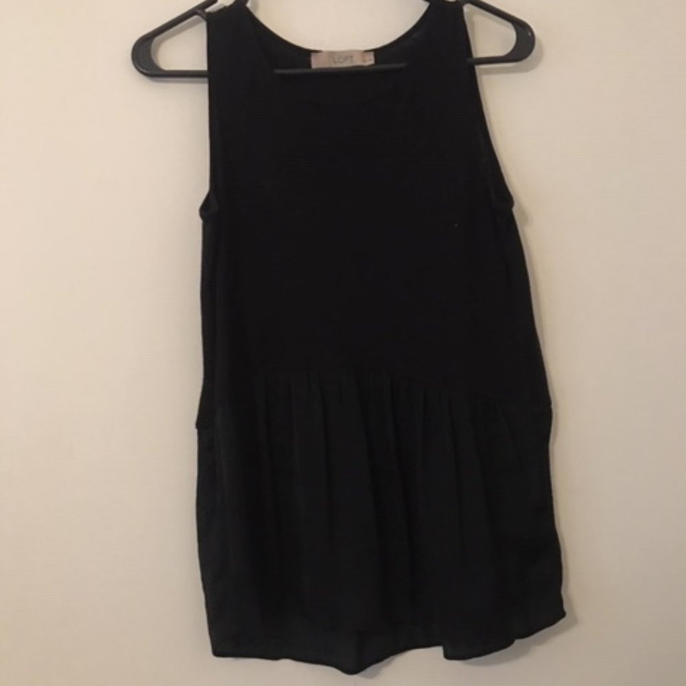 Black two-fabric blouse
